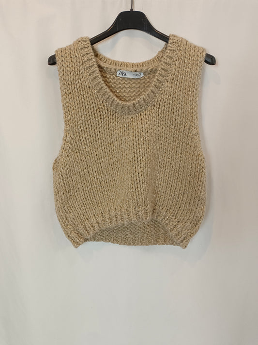ZARA. Gold thread knit top Tl