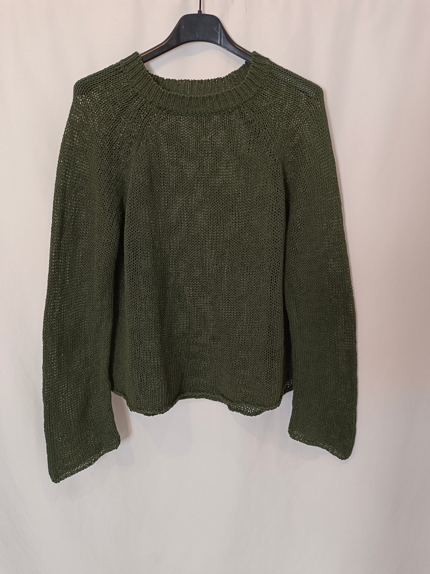 MASSIMO DUTTI. Jersey verde punto T.s