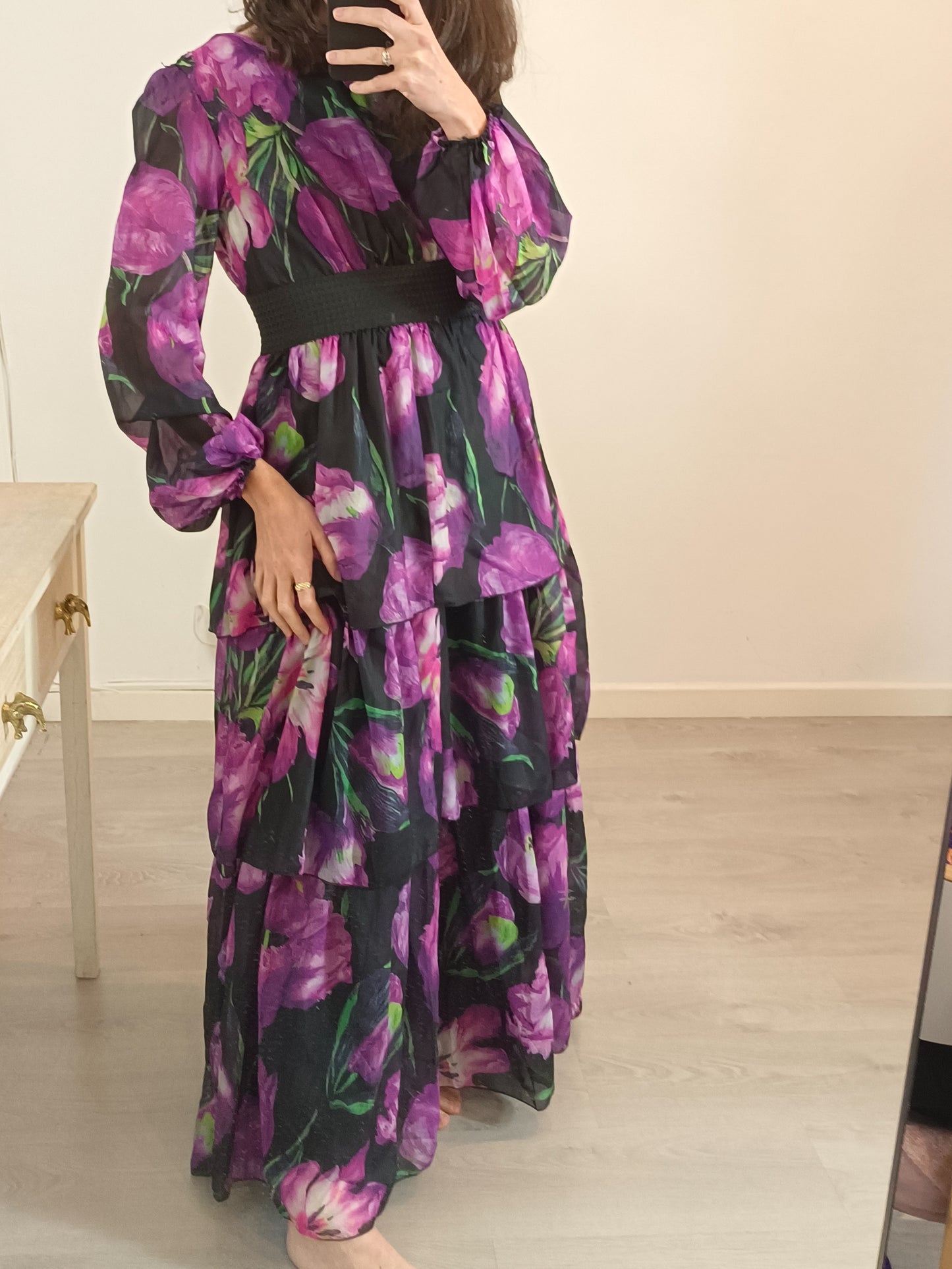 OTRAS. Vestido largo flores vaporoso T.s