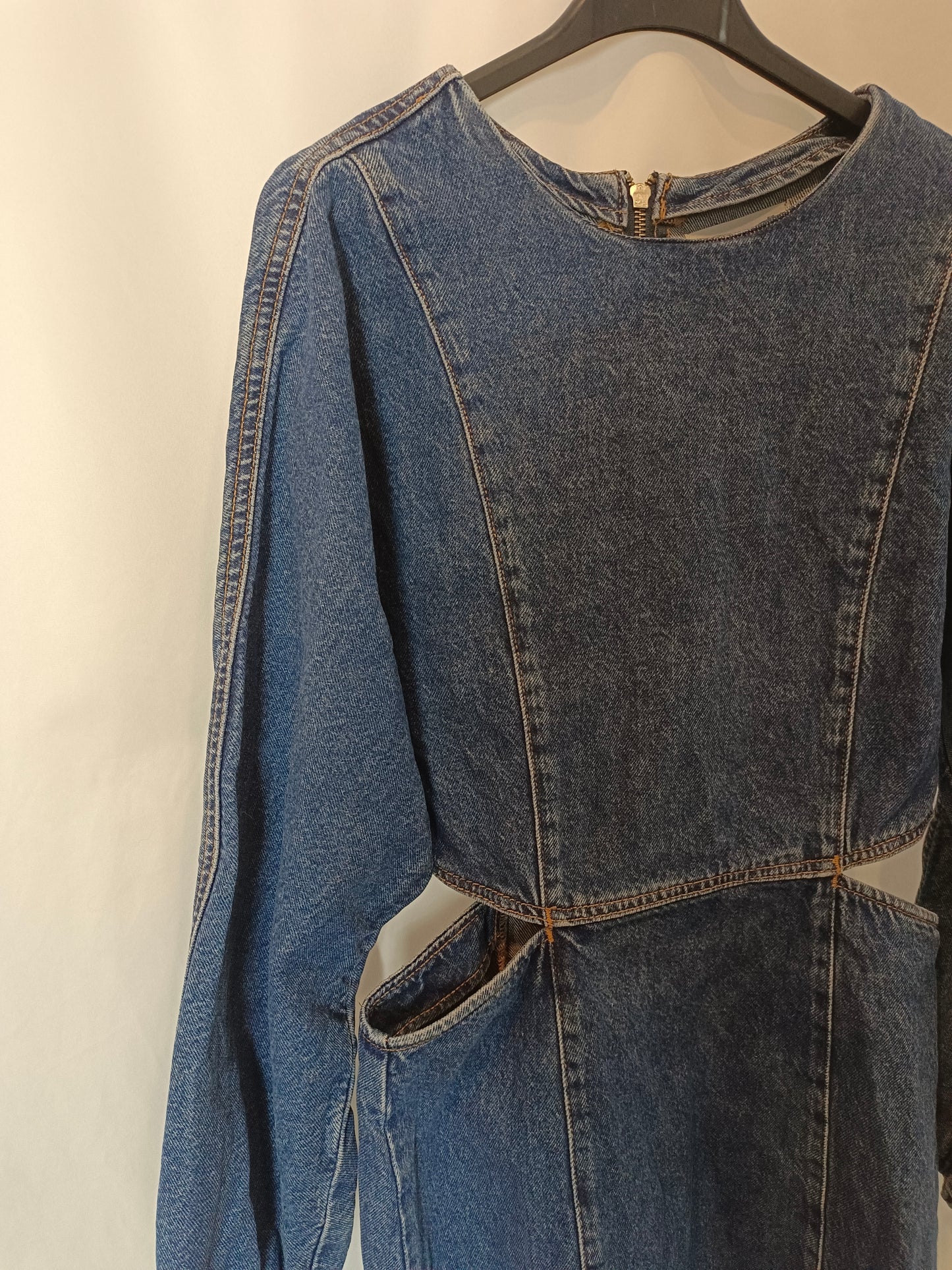 MANGO. Vestido denim aberturas  T.m