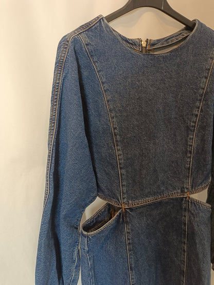 MANGO. Vestido denim aberturas  T.m