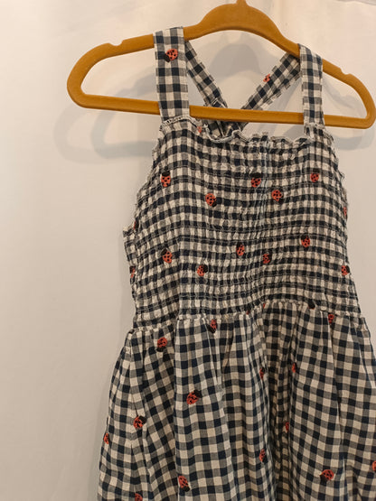OTHERS. Girls' checkered and honeycomb dress. Size 5 years