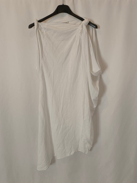 ZARA. Vestido blanco asimétrico T.xs