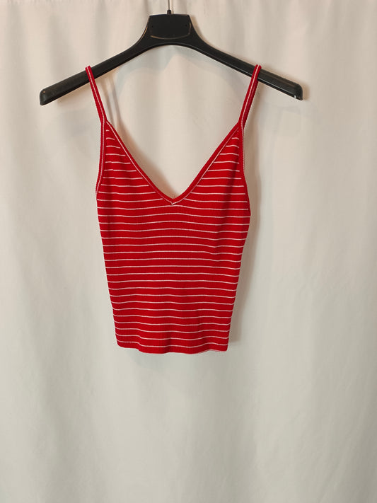 BRANDY MELVILLE. Red striped ribbed crop top