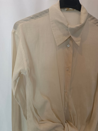 MASSIMO DUTTI. Blusa beige cruzada T.34