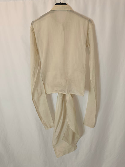MASSIMO DUTTI. Blusa beige cruzada T.34