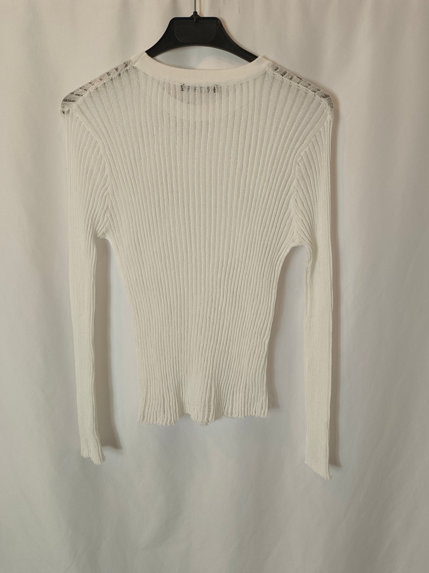 ZARA. White ribbed die-cut top Tm