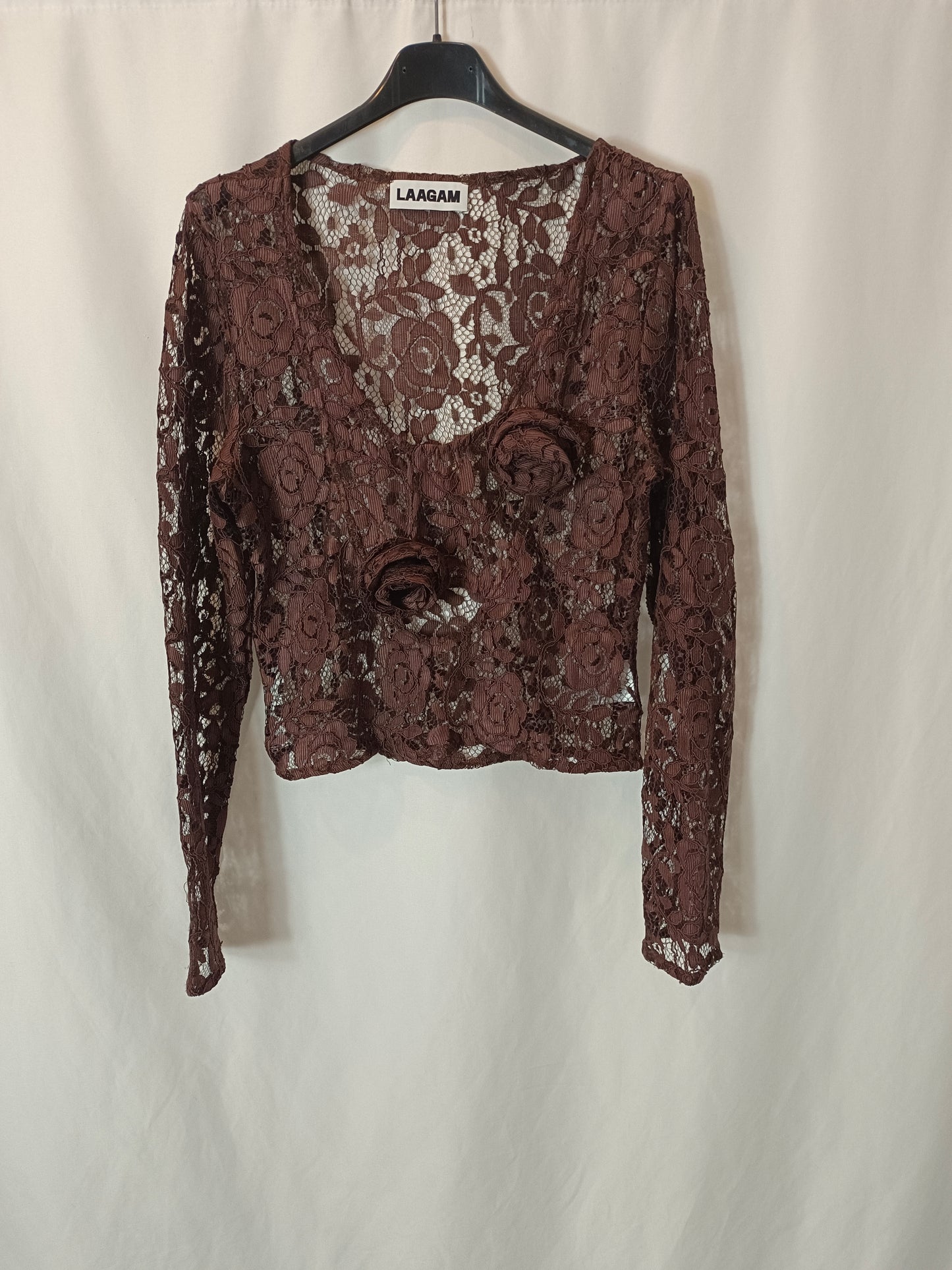 LAAGAM. Brown lace top Tm