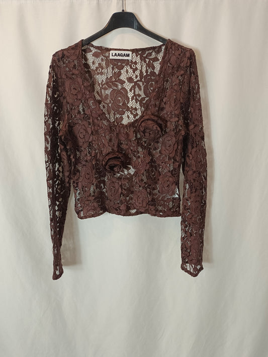 LAAGAM. Brown lace top Tm