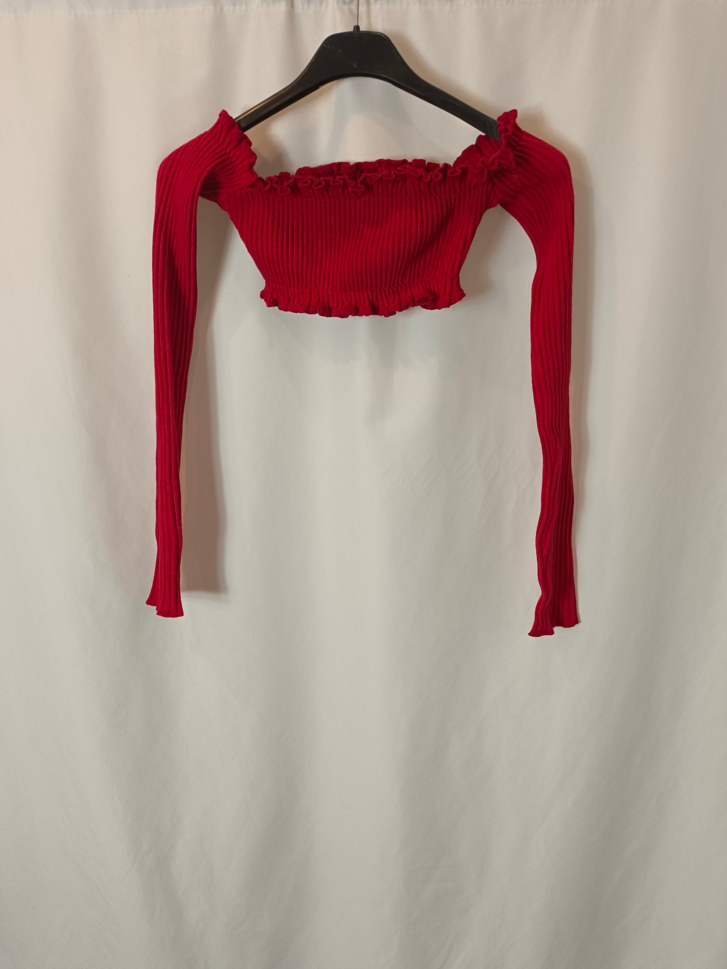 AREYOUAMI. Croptop rojo canalé T.xs