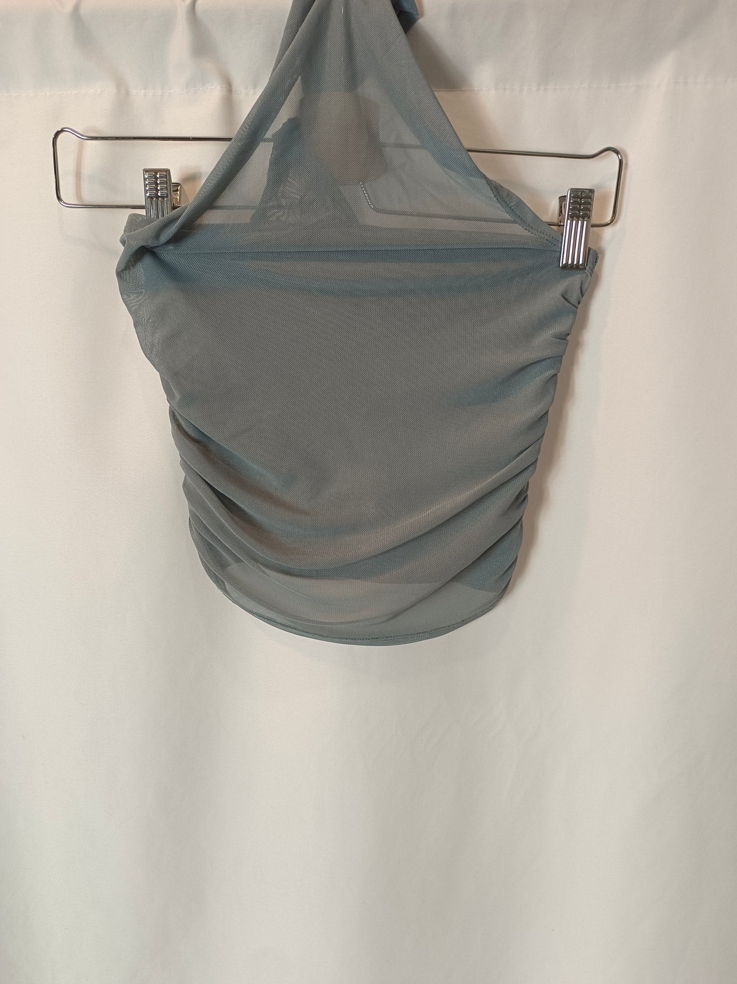 ZARA. Top azul rejilla T.s