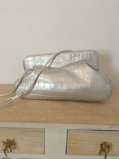 PHIALBEL. Silver leather bag