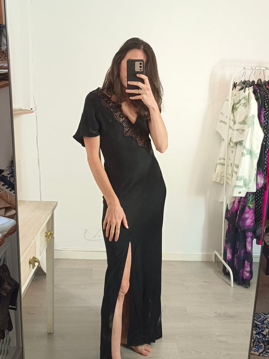 MANGO. Vestido largo lencero T.xs