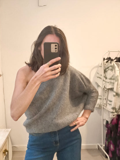ZARA. Jersey  gris asimétrico con alpaca  T.s