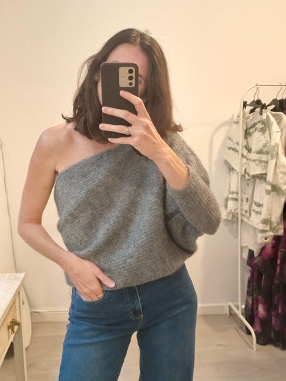 ZARA. Jersey  gris asimétrico con alpaca  T.s