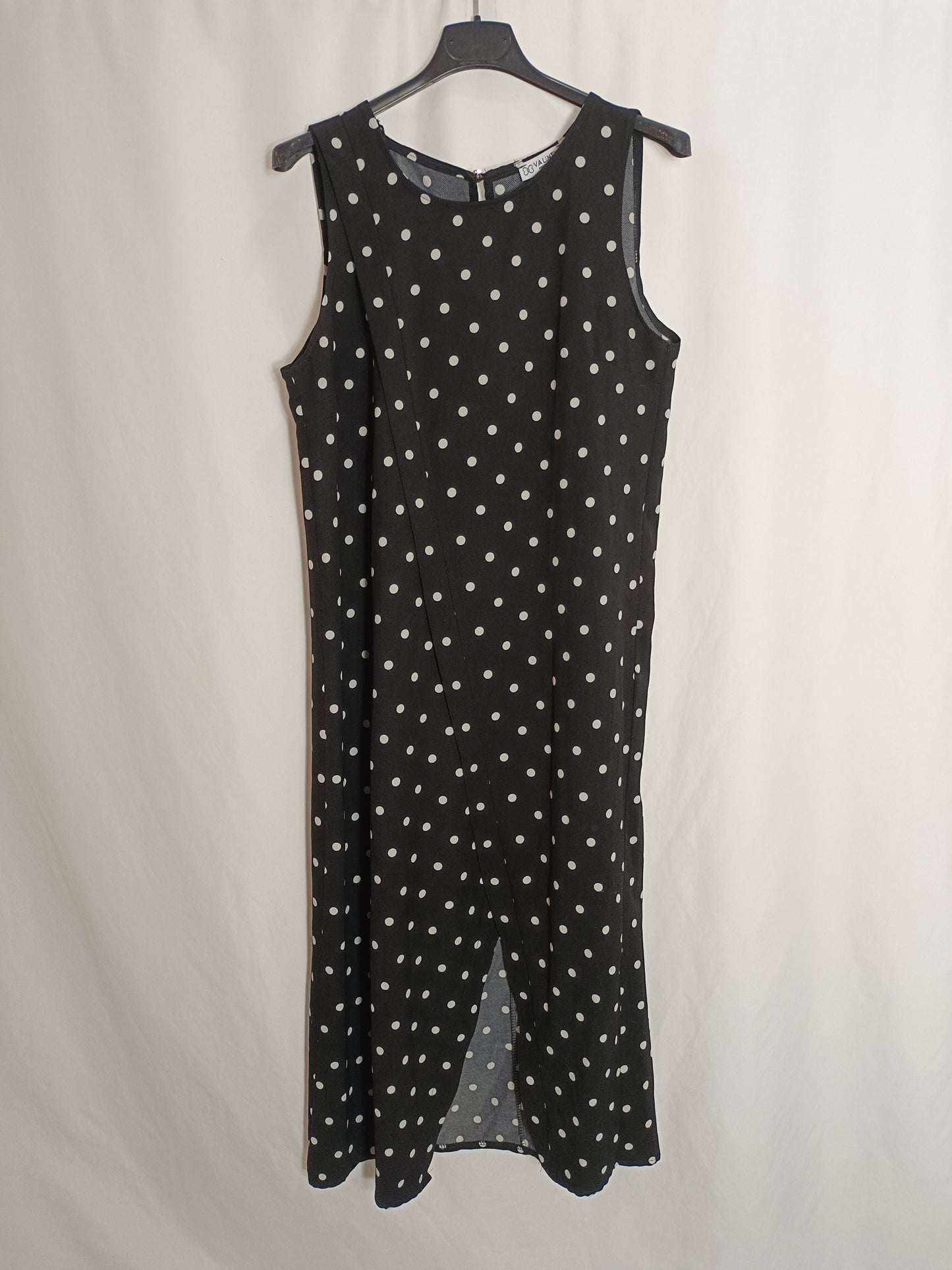 VALENTINA. Black polka dot dress (M)