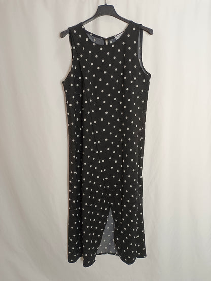 VALENTINA. Black polka dot dress (M)