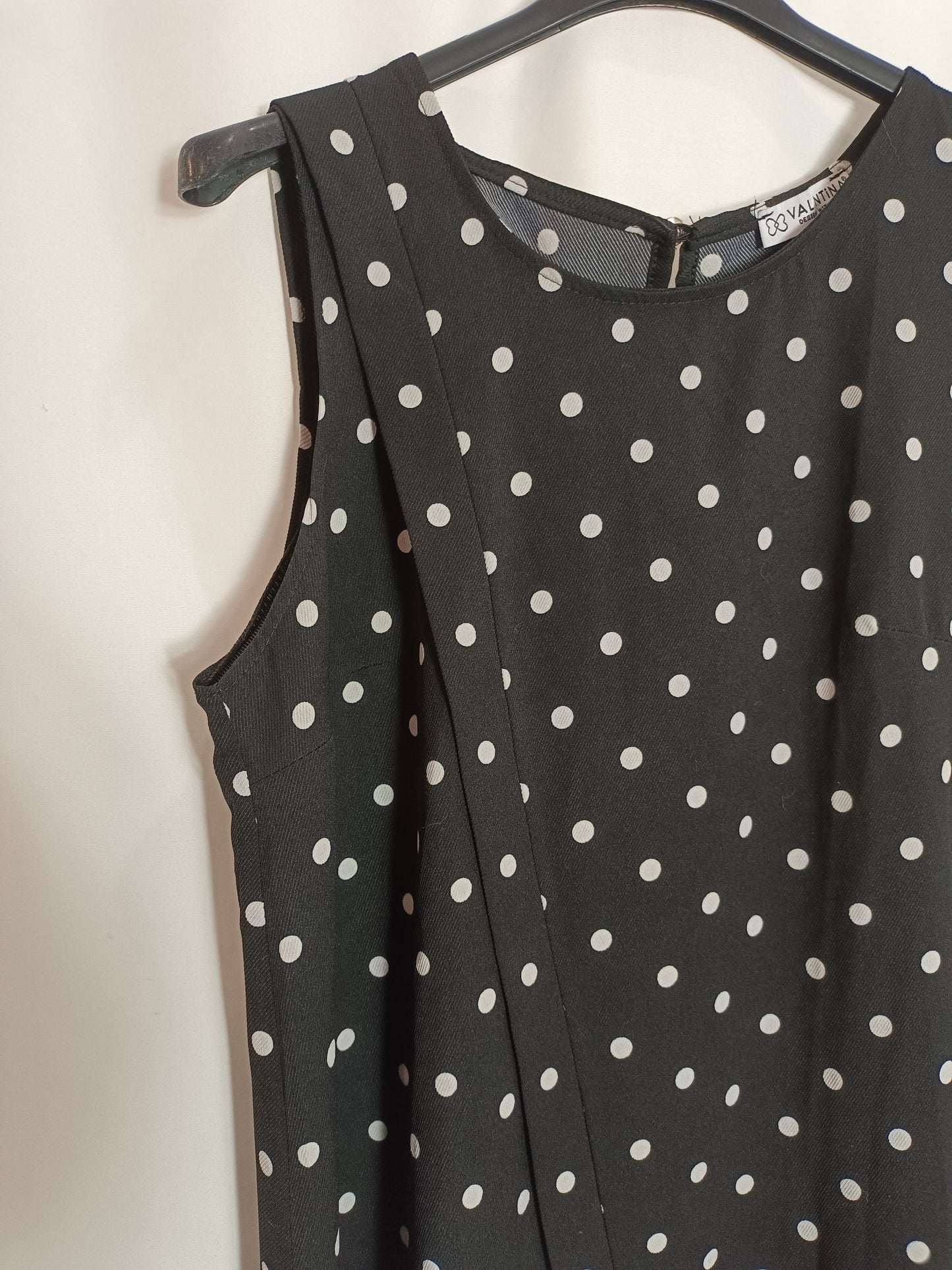 VALENTINA. Black polka dot dress (M)