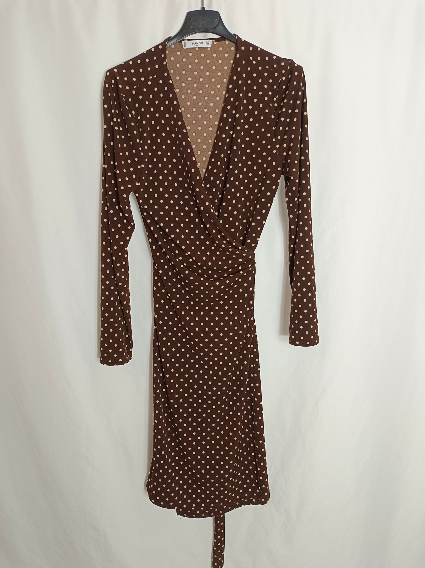 mango polka dot dress brown Mango polka dot shirt dress in brown
