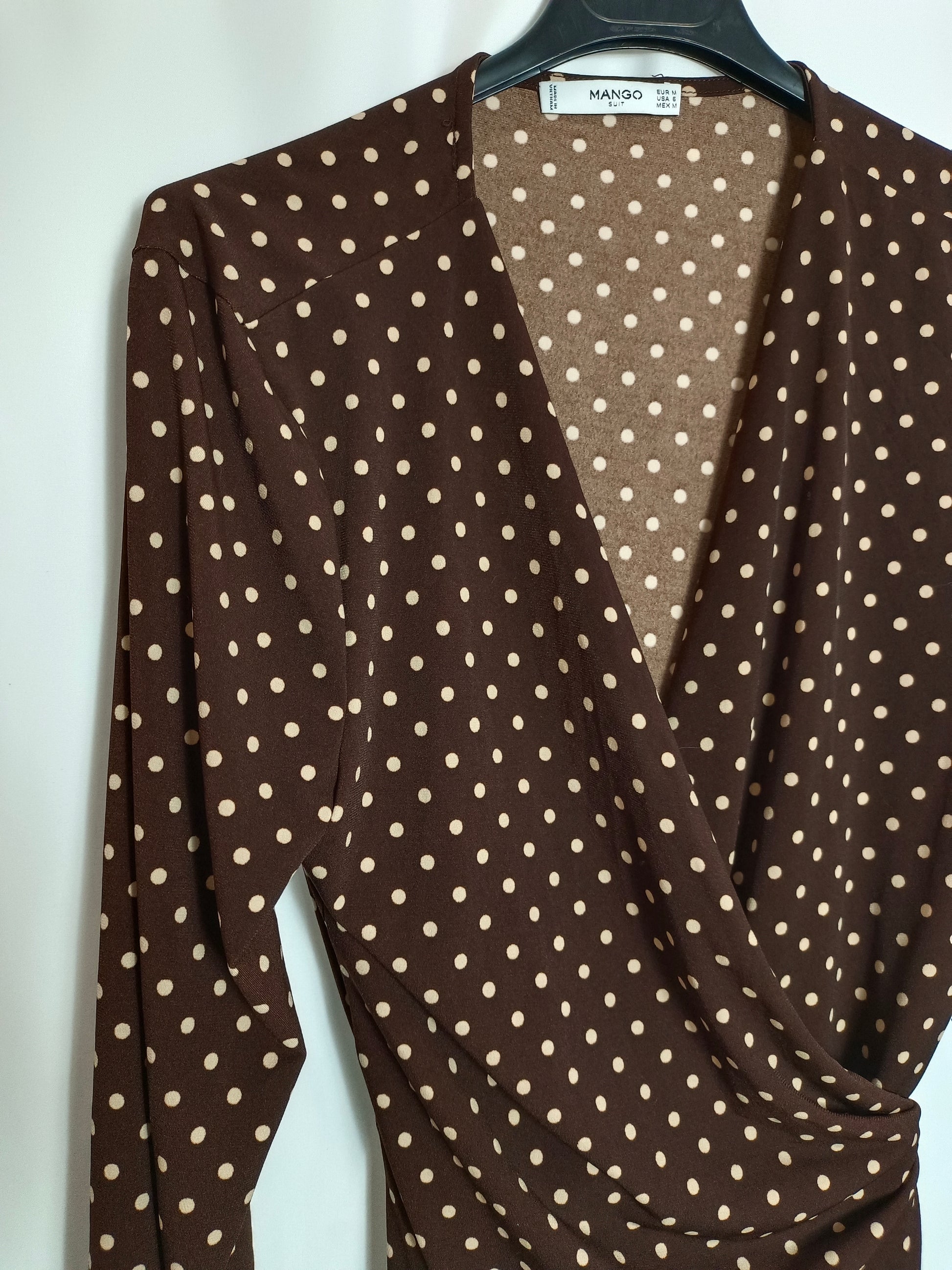 MANGO. Brown polka dot dress TM – Hibuy market