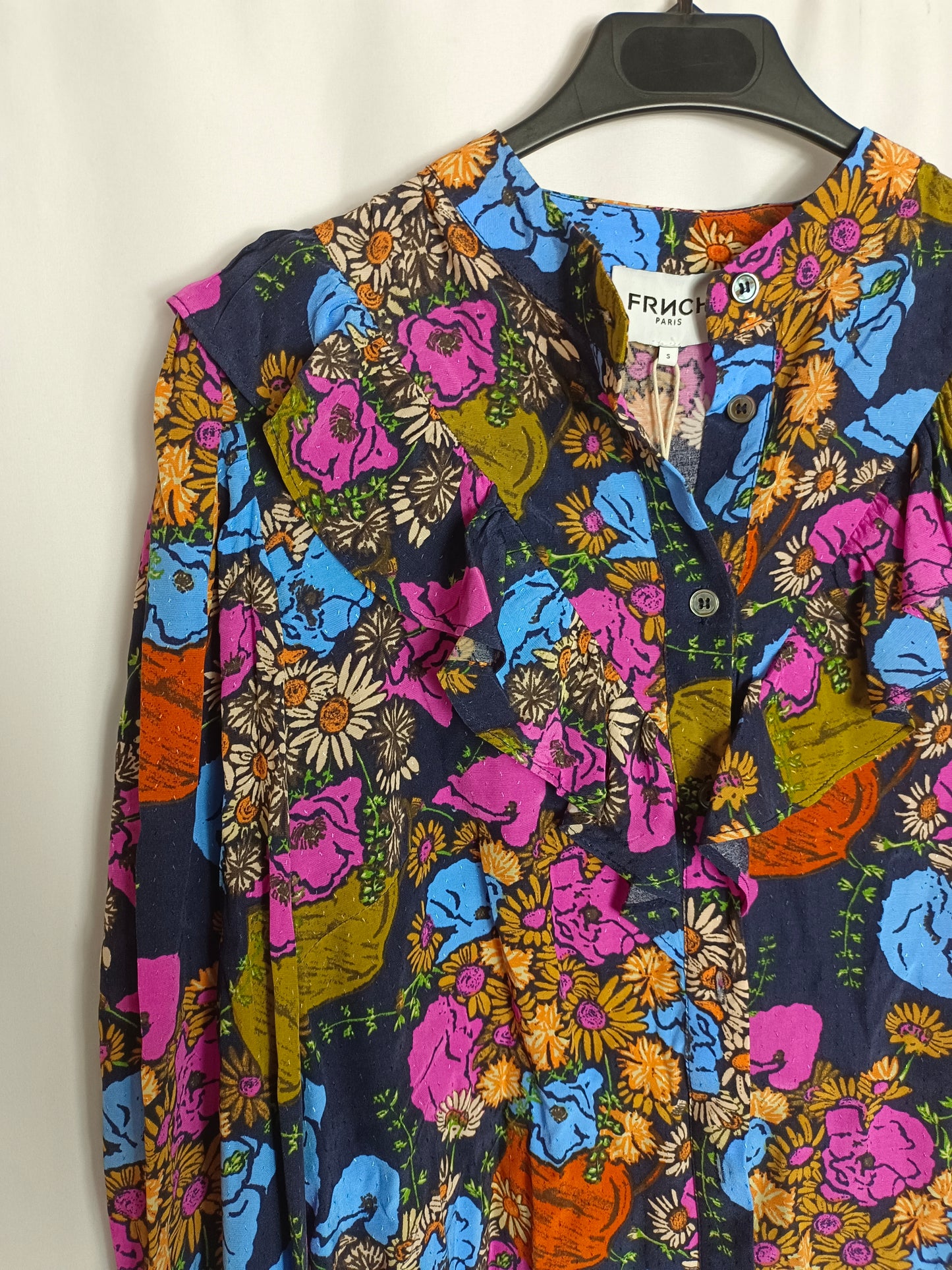 FRNCH PARÍS. Blusas azul flores T.s