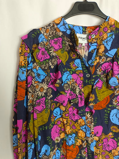 FRNCH PARÍS. Blusas azul flores T.s