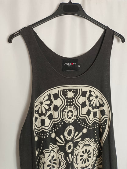 ONE LOVE. Grey skull t-shirt, size XL