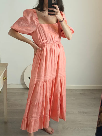 FOREVER NEW. Pink linen ruffle dress. T 36