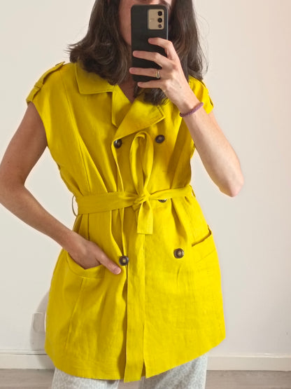 ZARA. Chaleco lino abotonado. T S