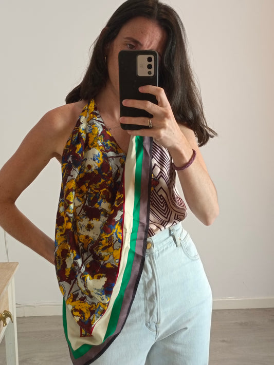 ZARA. Printed silk top. Size XS