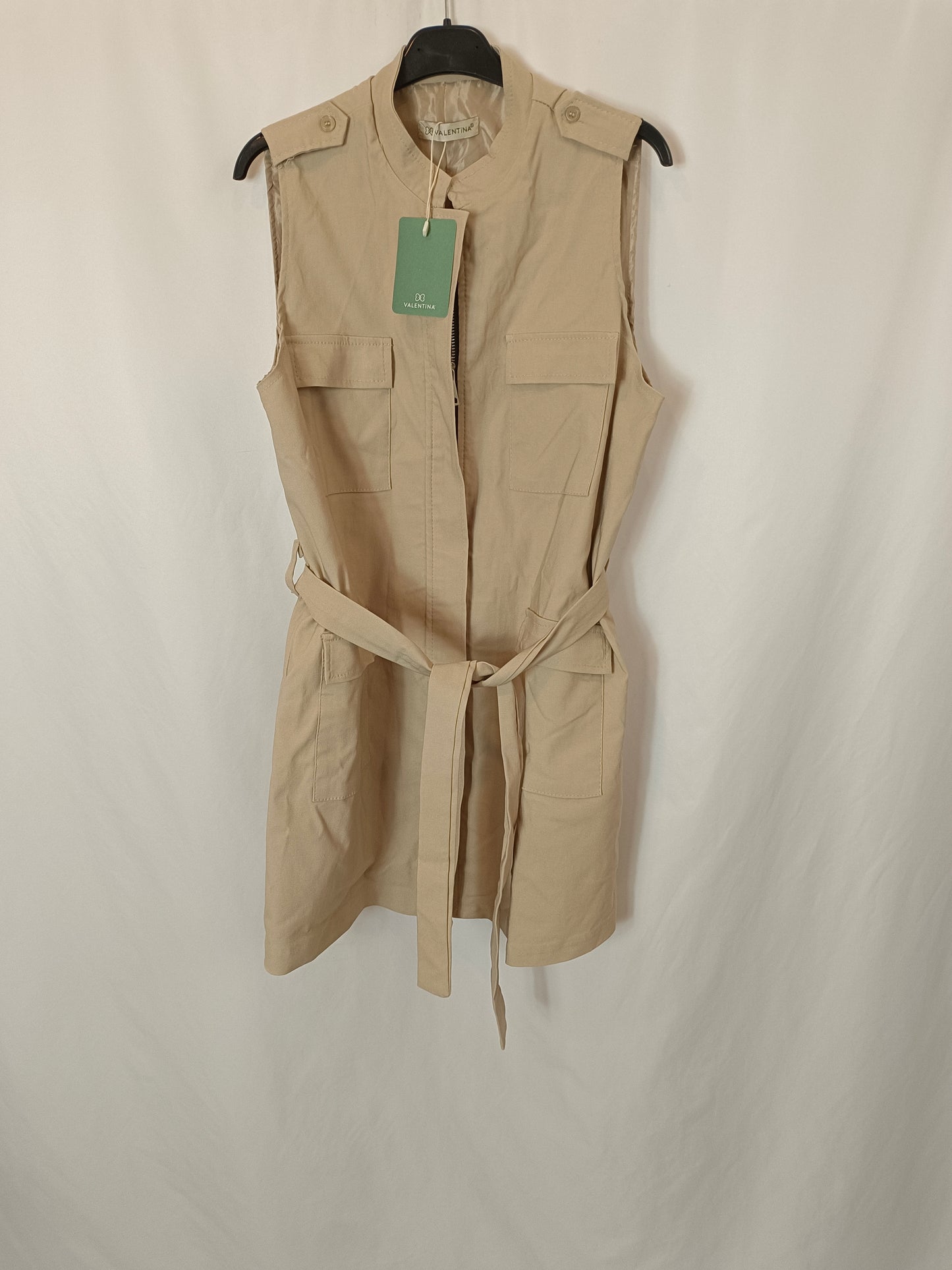 VALENTINA. Chaleco beige sahariano T.L
