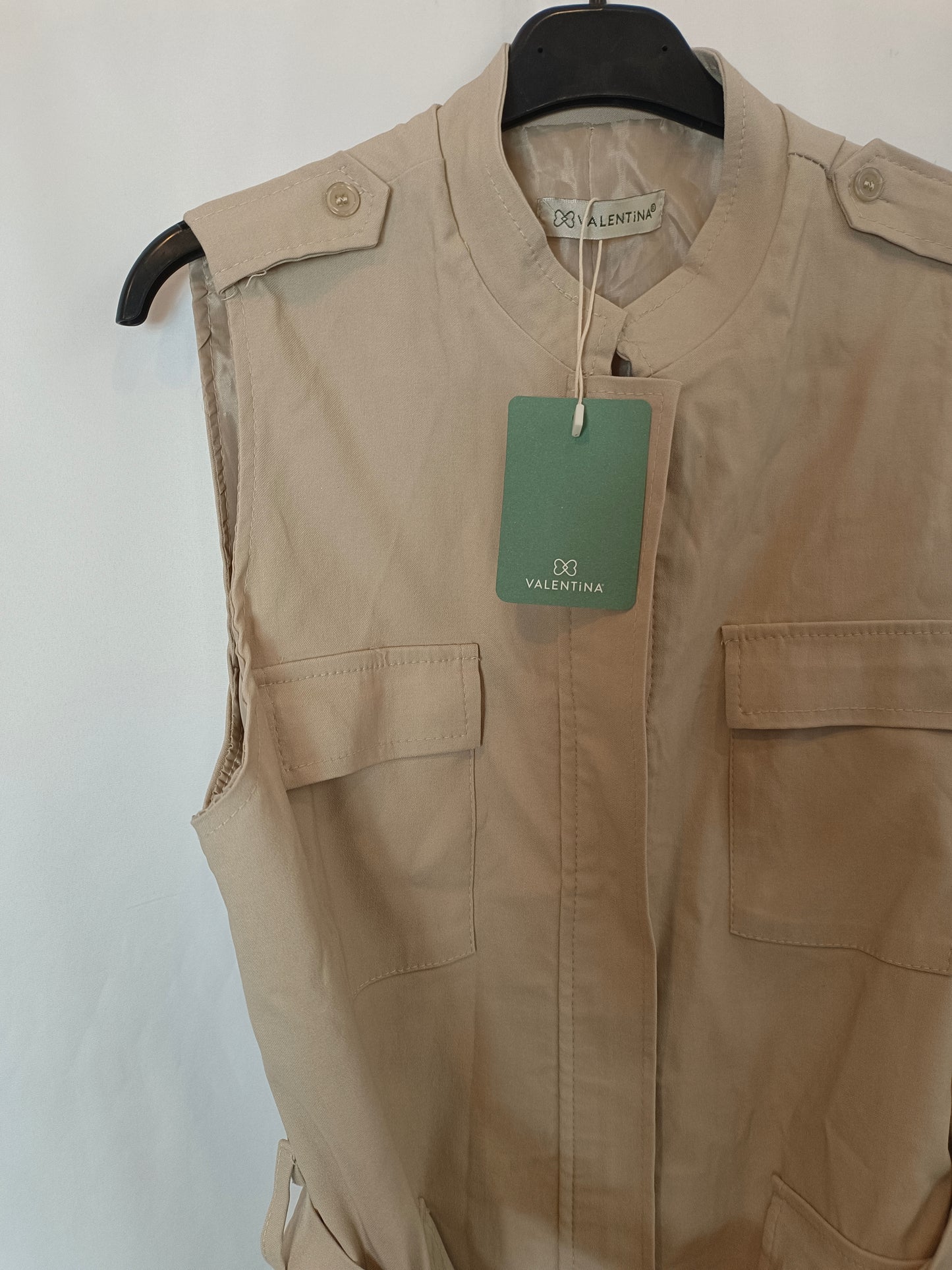 VALENTINA. Chaleco beige sahariano T.L
