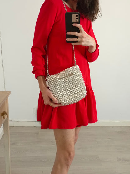 ZARA. Bolso perlas y abalorios