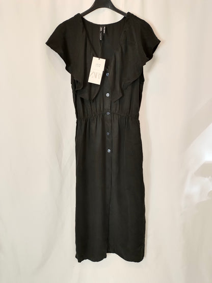ZARA. Black ruffled midi dress Tm