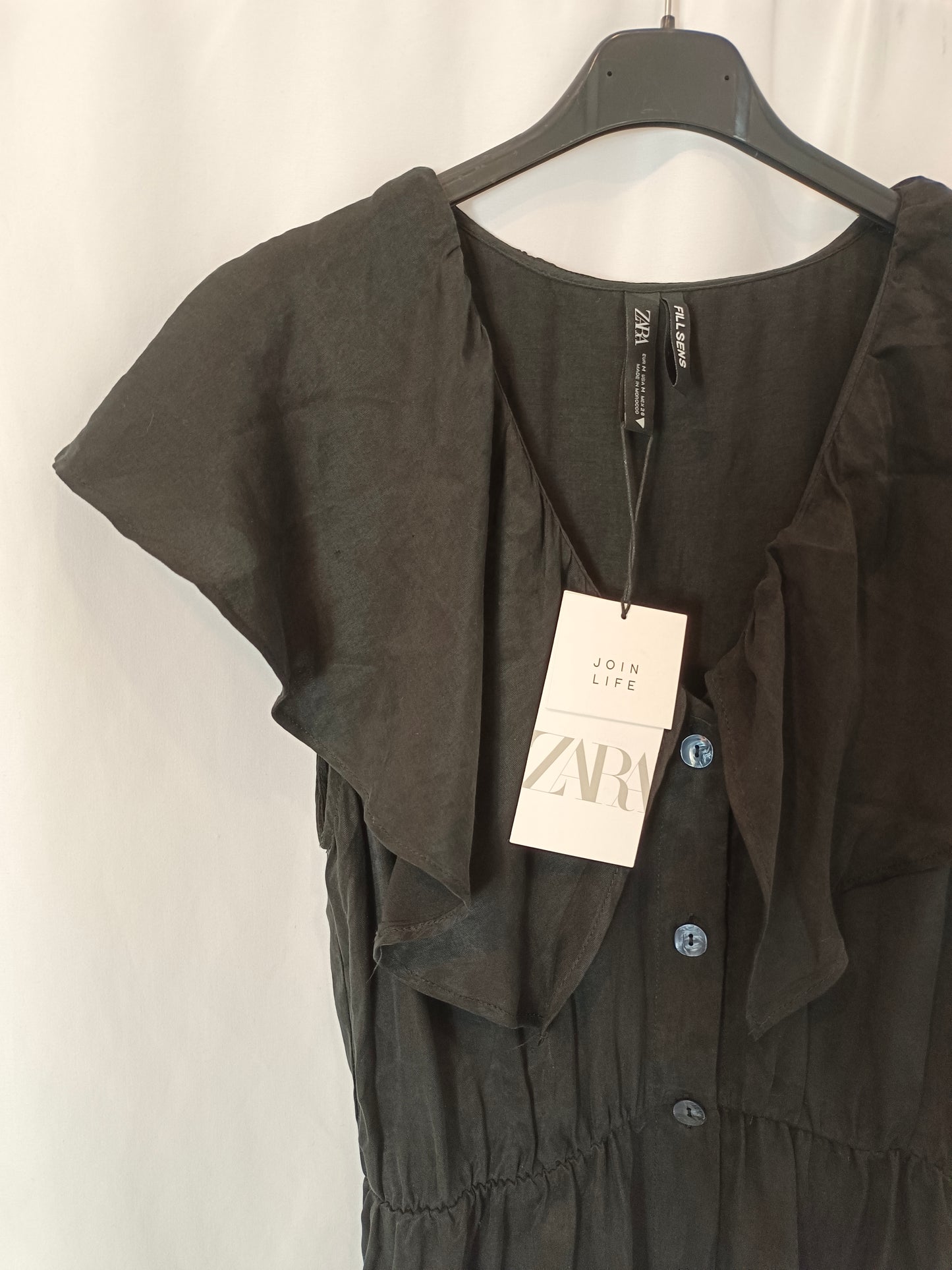 ZARA. Black ruffled midi dress Tm