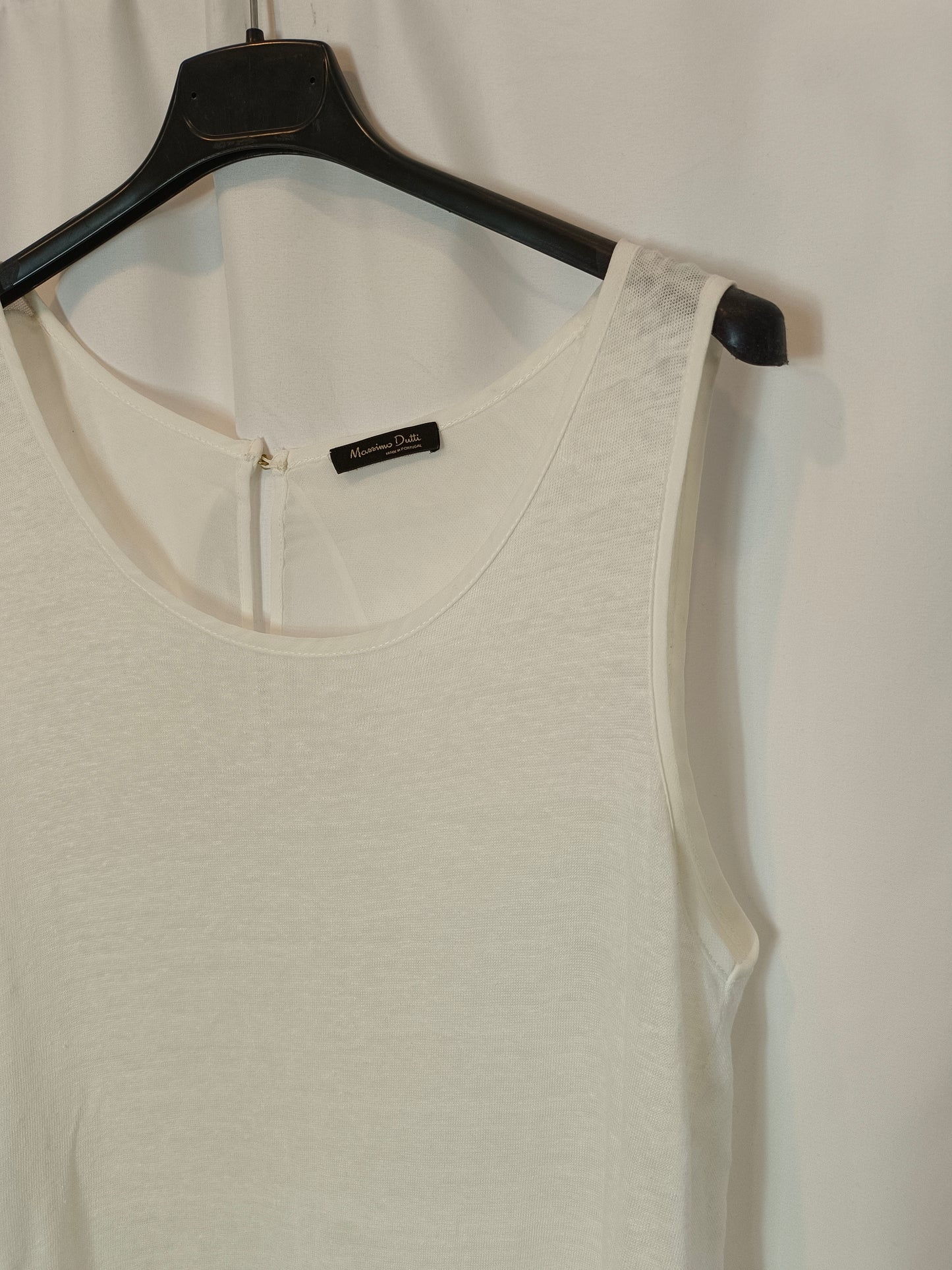 MASSIMO DUTTI. White double-textured T-shirt TM