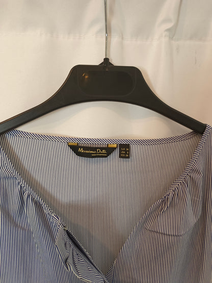 MASSIMO DUTTI. Blue and white striped blouse, size 38