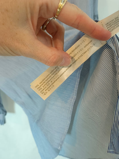 MASSIMO DUTTI. Blue and white striped blouse, size 38