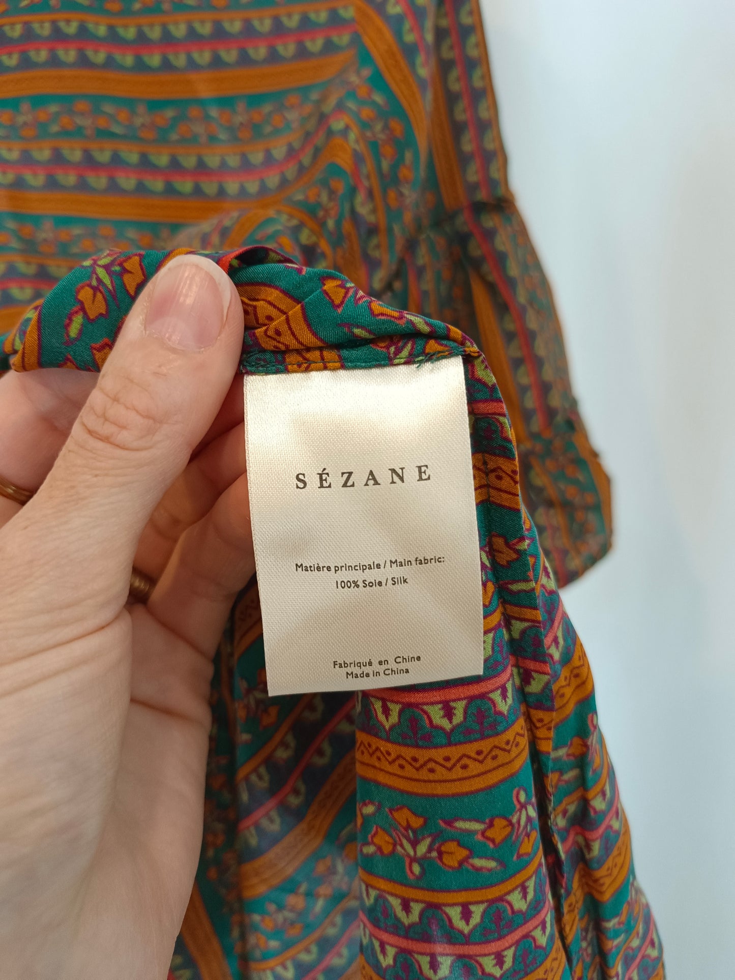 SEZANE. Printed silk blouse T.36