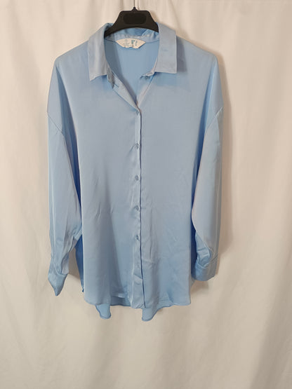 PRIMARK. Blue satin blouse, size 38