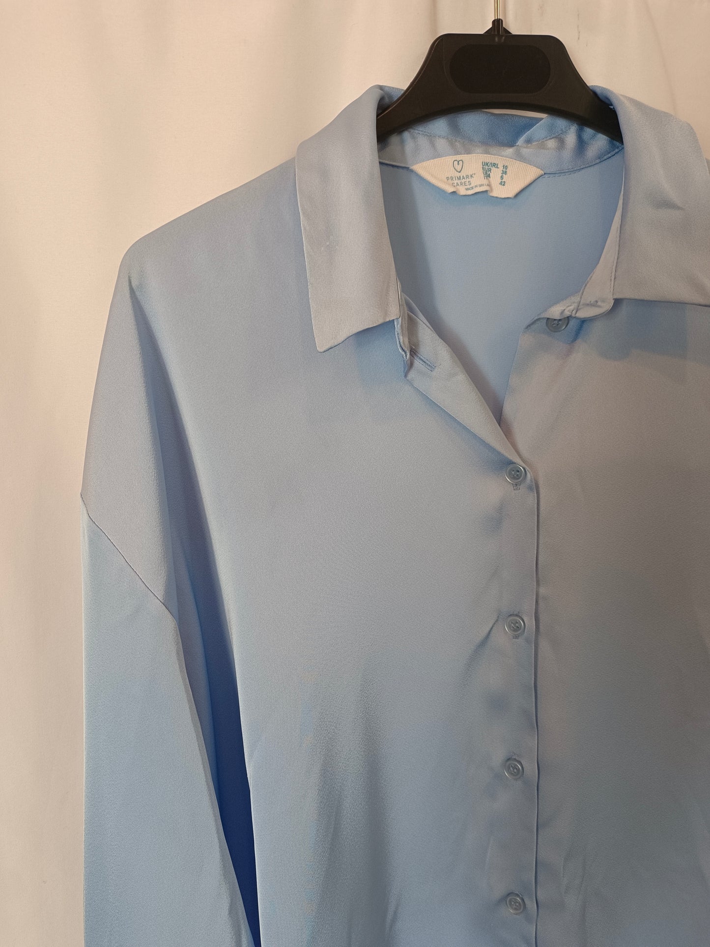 PRIMARK. Blue satin blouse, size 38