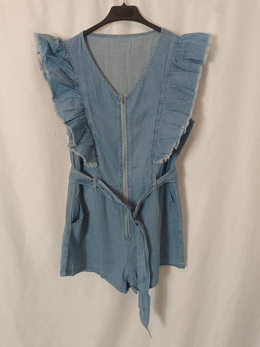 OTHERS. Tu(m) Ruffle Denim Jumpsuit