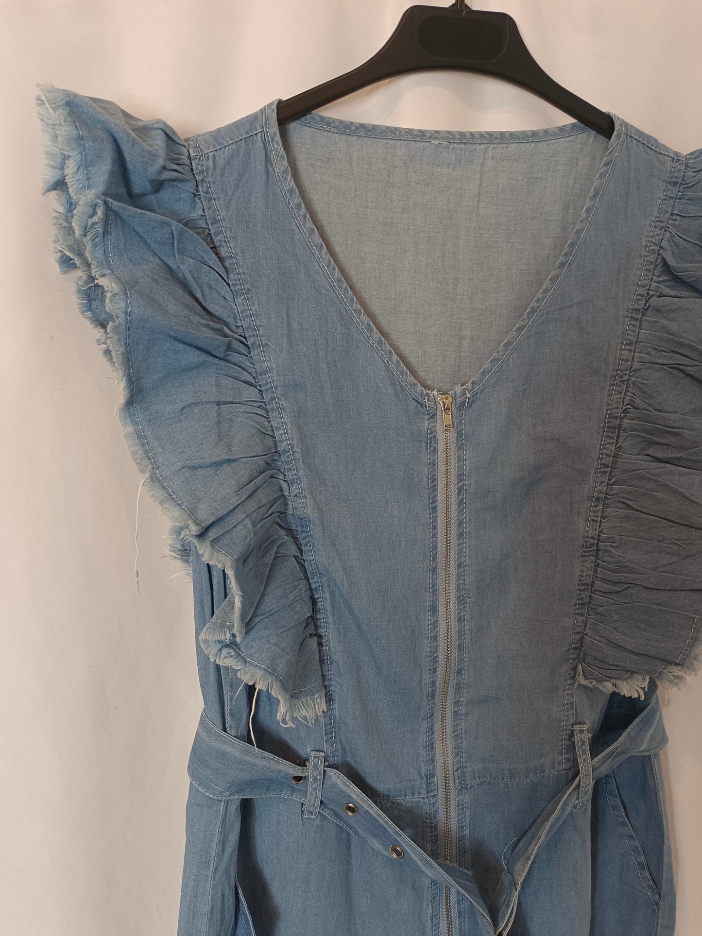 OTHERS. Tu(m) Ruffle Denim Jumpsuit