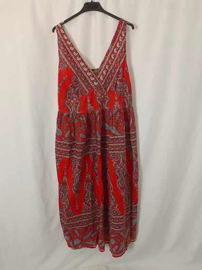 FOR US. Long red printed dress Tl