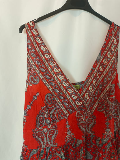 FOR US. Long red printed dress Tl