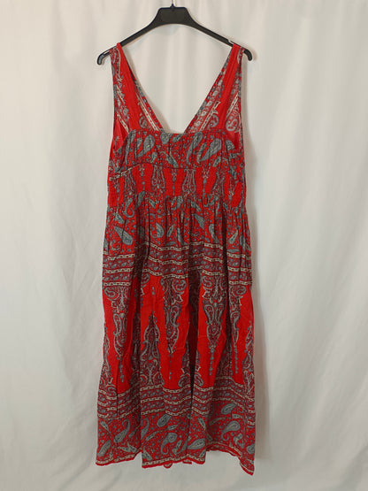 FOR US. Long red printed dress Tl