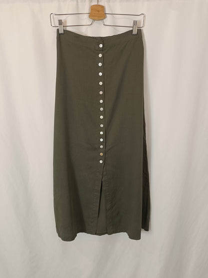 MULAYA. Tm buttoned midi green skirt
