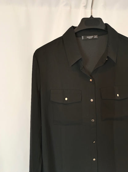 MAMGO. basic black blouse T.xs