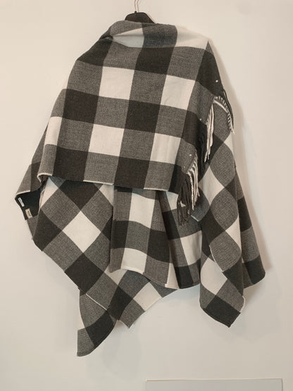 PIMKIE. Poncho cuadros grises TU(m/l)