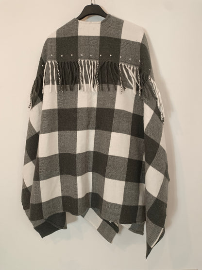 PIMKIE. Poncho cuadros grises TU(m/l)